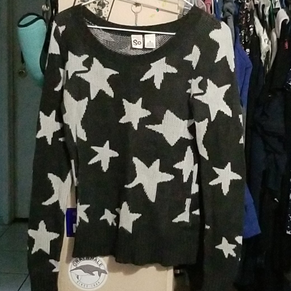 SO black sweater with white stars size M